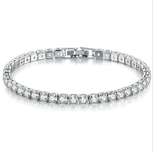 7" cubic zirconia silver tennis bracelet round st…